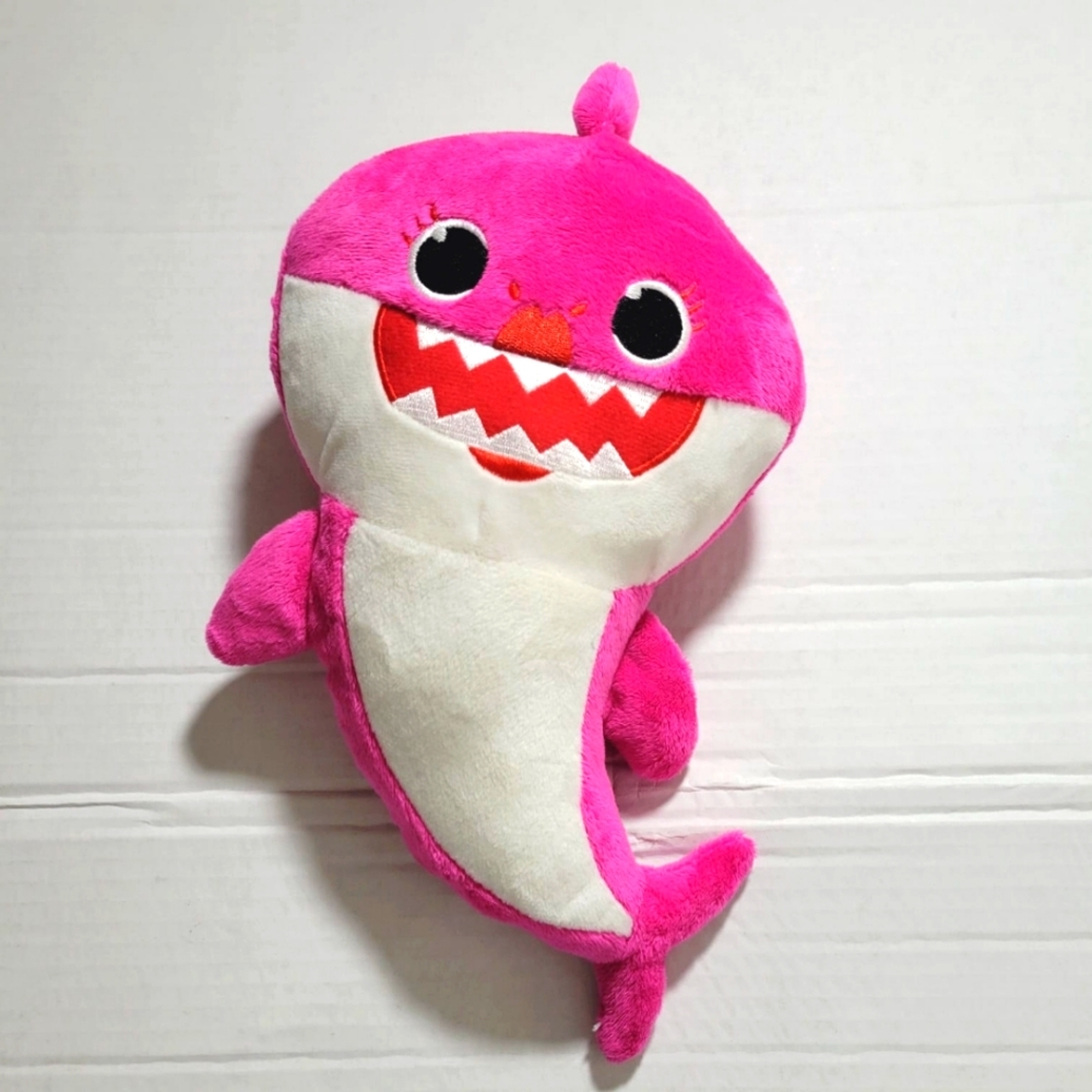 Pink and White Stuffed Shark Toy